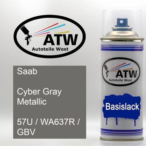 Saab, Cyber Gray Metallic, 57U / WA637R / GBV: 400ml Sprühdose, von ATW Autoteile West.